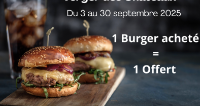 DU 3 AU 30 SEPTEMBRE 2025 1 BURGER ACHETE=1 BURGER OFFERT