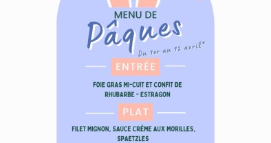 Menu de Pâques 2026 du 1er au 12 avril
