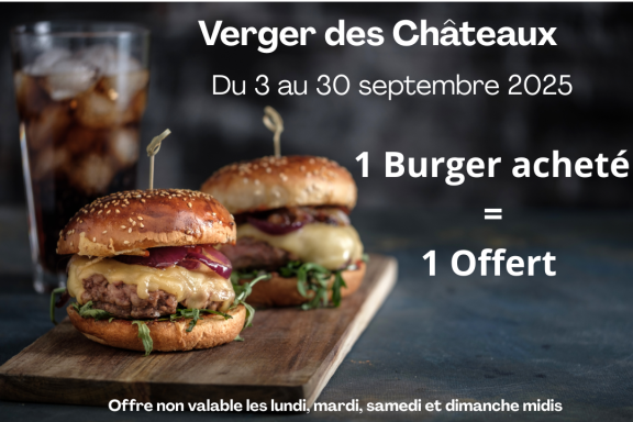 DU 3 AU 30 SEPTEMBRE 2025 1 BURGER ACHETE=1 BURGER OFFERT